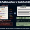 How to audit AI job descriptions for bias before publishing 2026 — six-step process with Gender Decoder, Ongig text analyzer, and five bias categories